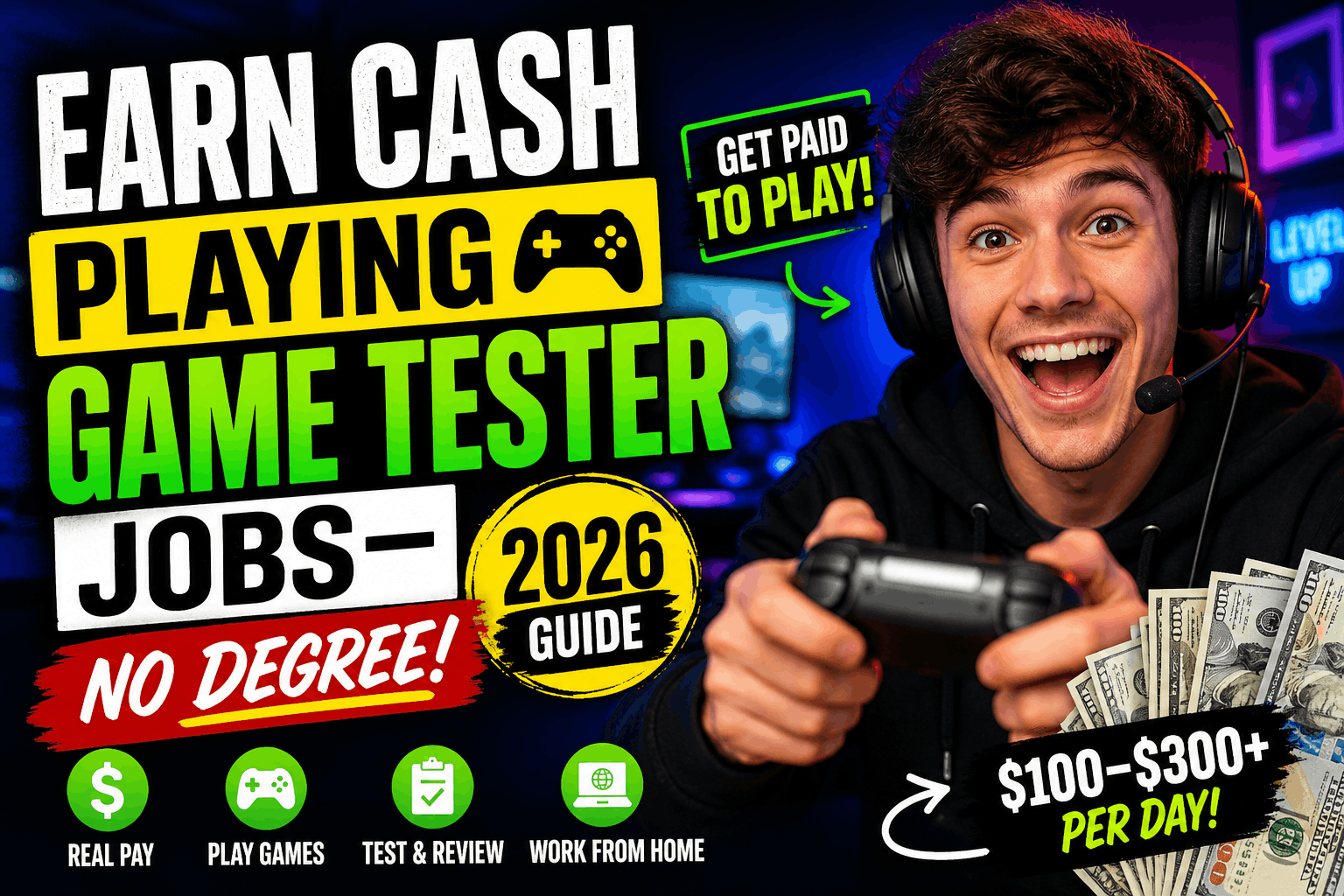 Earn Cash Playing Game Tester Jobs– No Degree 2026 Guide