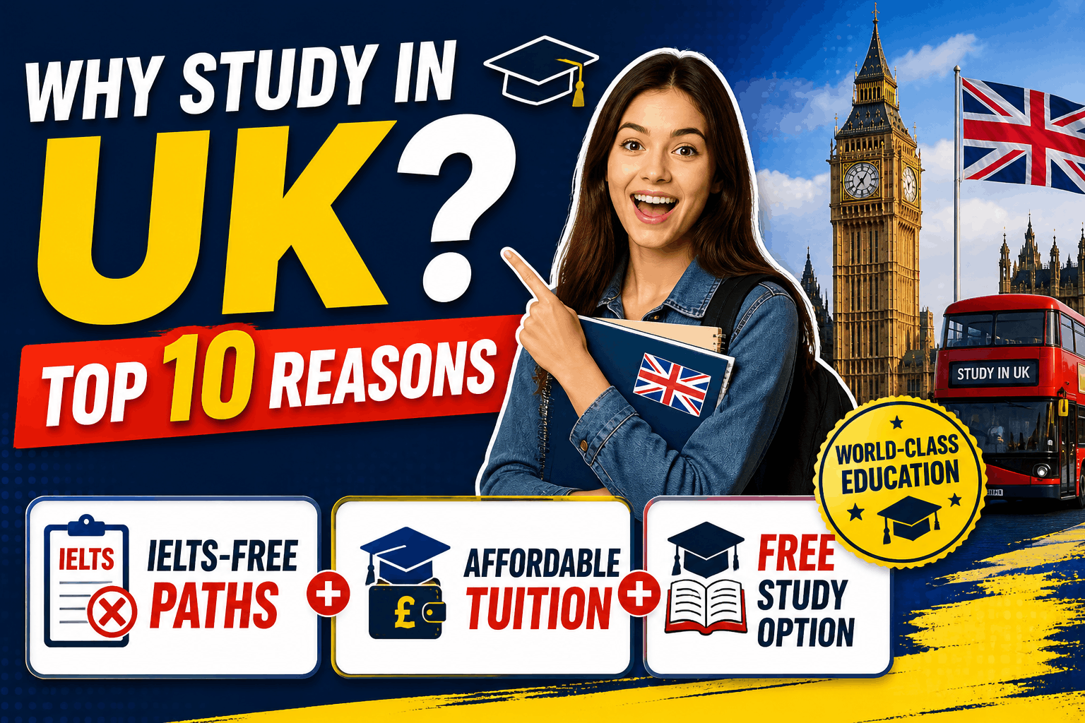 Why Study in UK Top 10 Reasons, IELTS-Free Paths, & Free Study Option