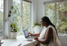 30 high paying online jobs UK from home - woman working remotely